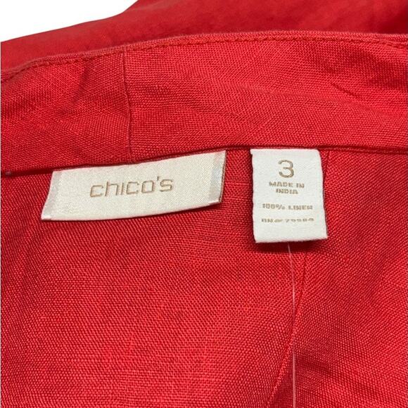 NWT Chico's Core Linen Corey Open Front High Neck Jacket Annatto Orange Size 16 - Picture 5 of 8
